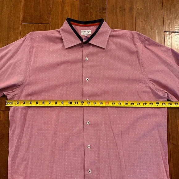 Lorenzo Uomo Red Long Sleeve Button Down Collared Dress Shirt Sz XL - Picture 6 of 9